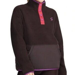Peloton 'New Heights' Dark Brown Sherpa Quilted Pullover Jacket Womens